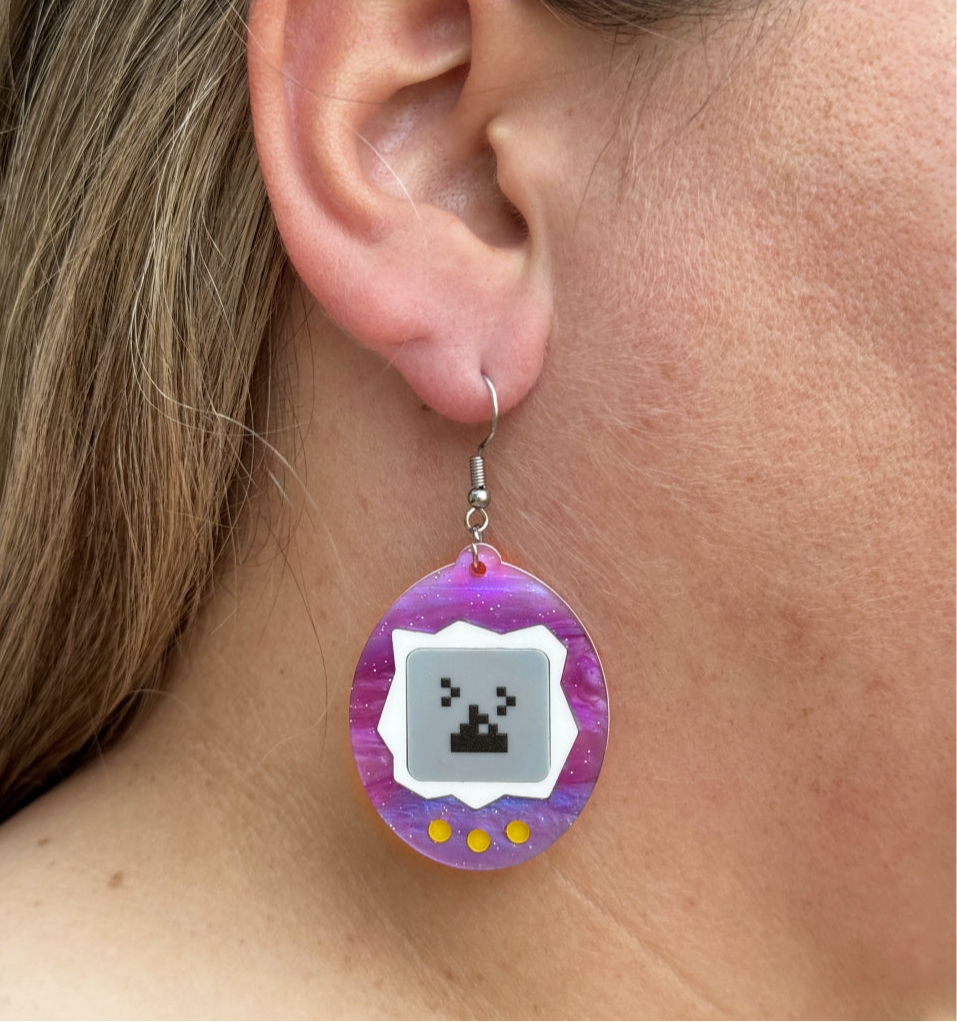Tamagotchi Earrings 90s Nostalgia Retro Gift