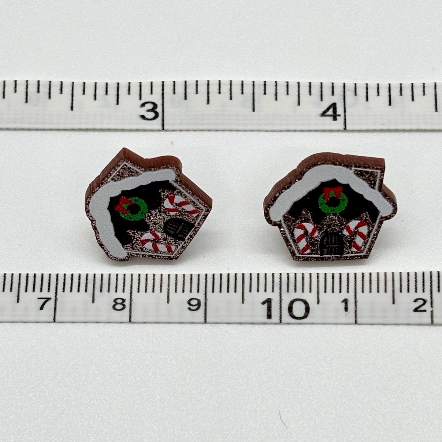 Gingerbread House Holiday Stud Earrings Fun