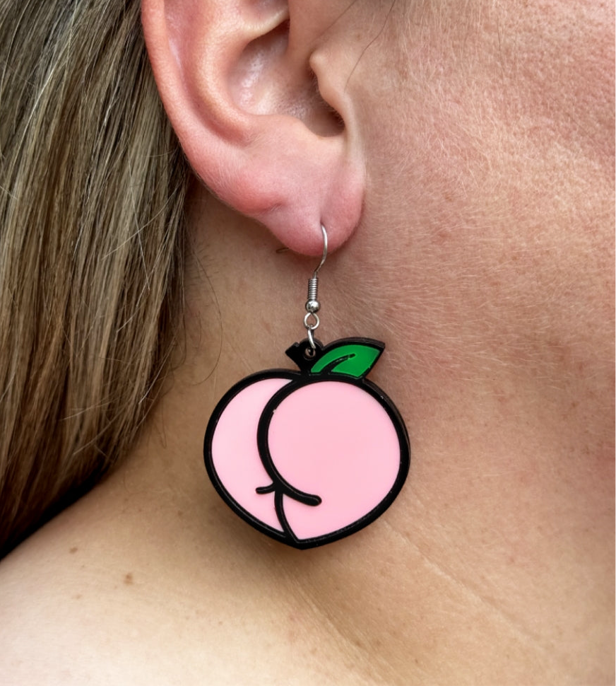 Peach Earrings Cute Funny Gift