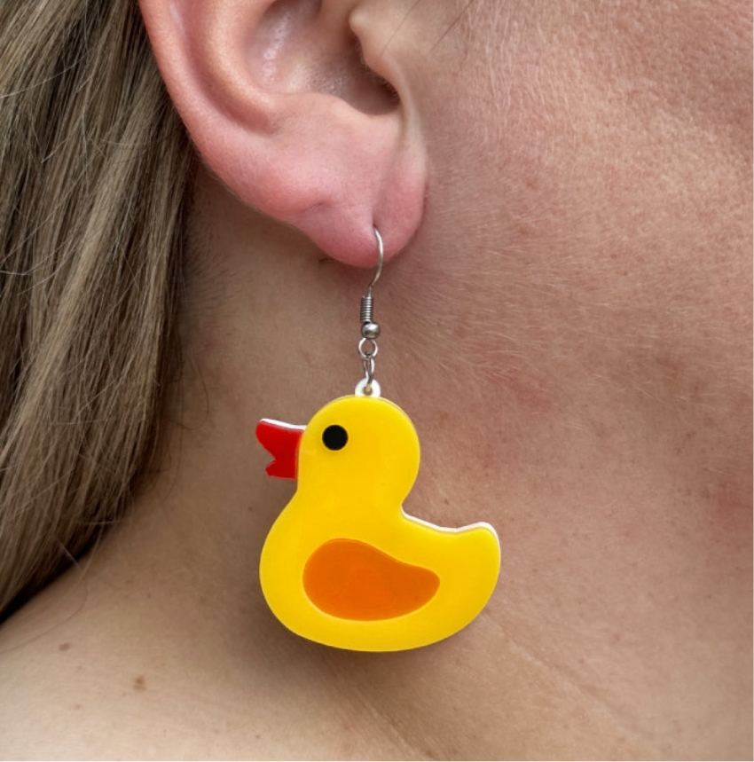 Rubber Ducky Earrings 90s Nostalgia Retro Gift