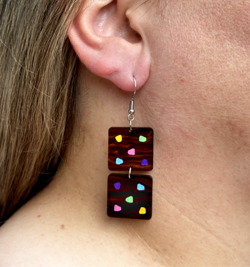 Brownie Food Earrings Funny Cute Gift