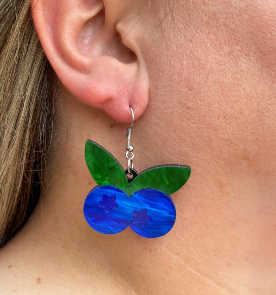 Blueberry Earrings Food Funny Gift