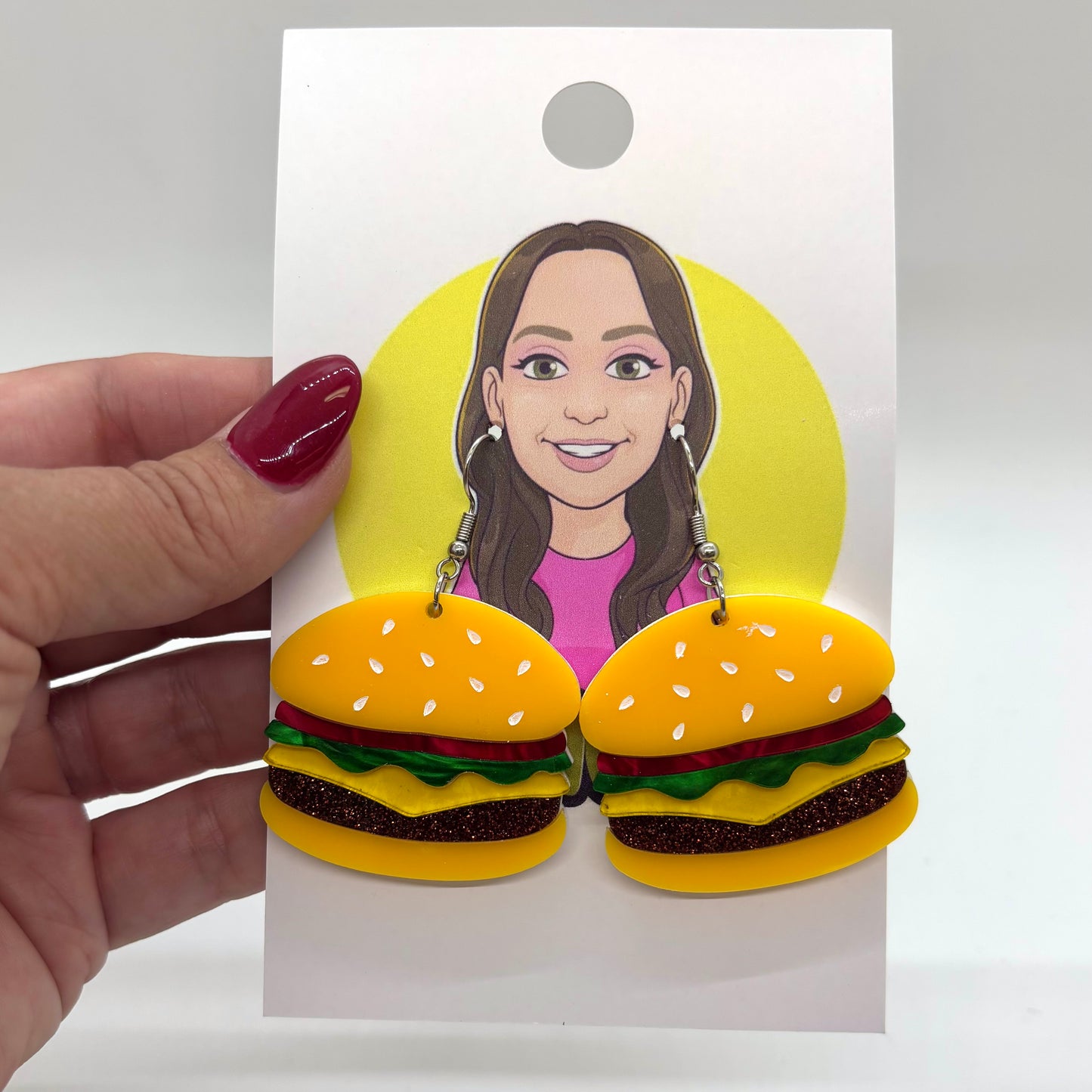 Burger Food Earrings Funny Cute Gift
