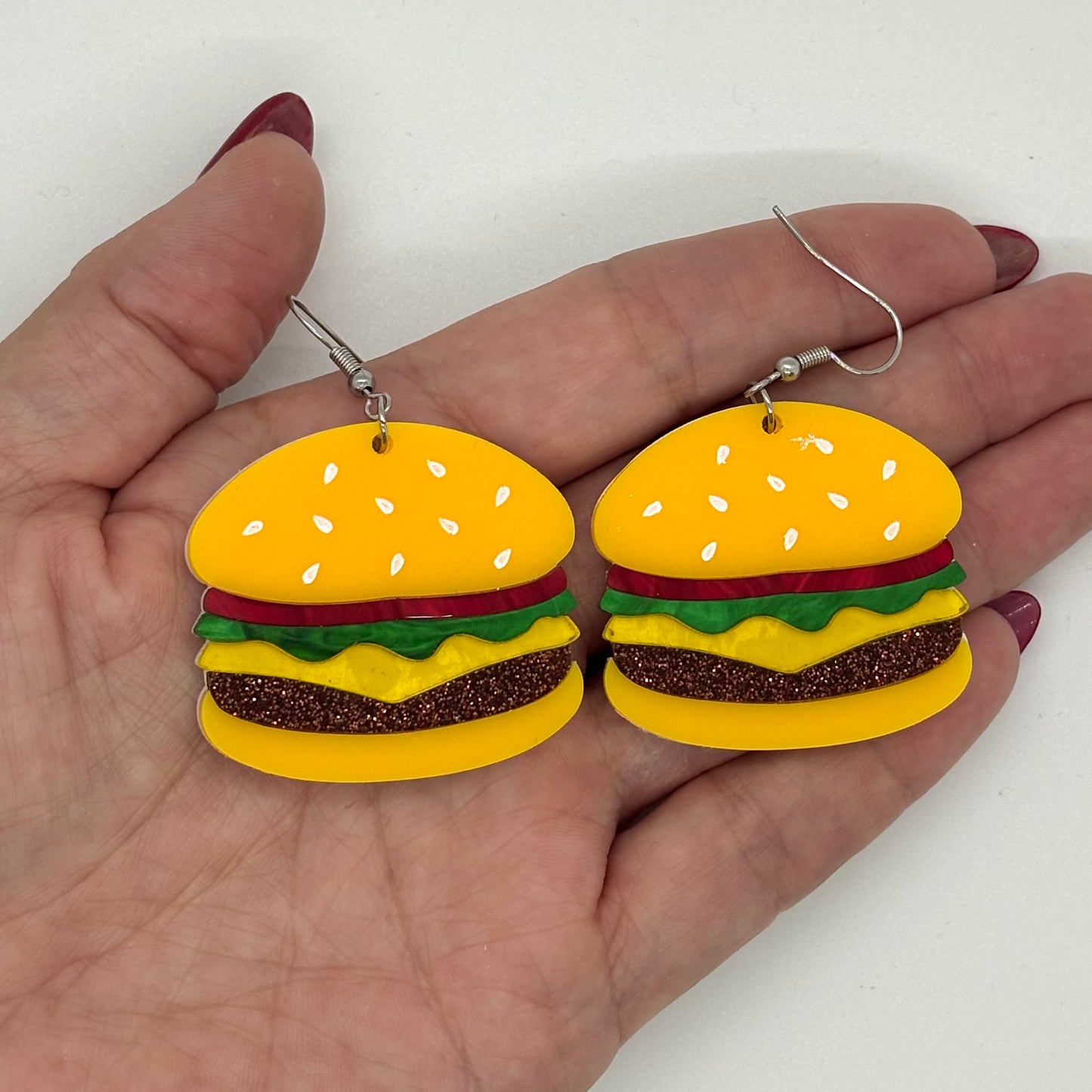 Burger Food Earrings Funny Cute Gift