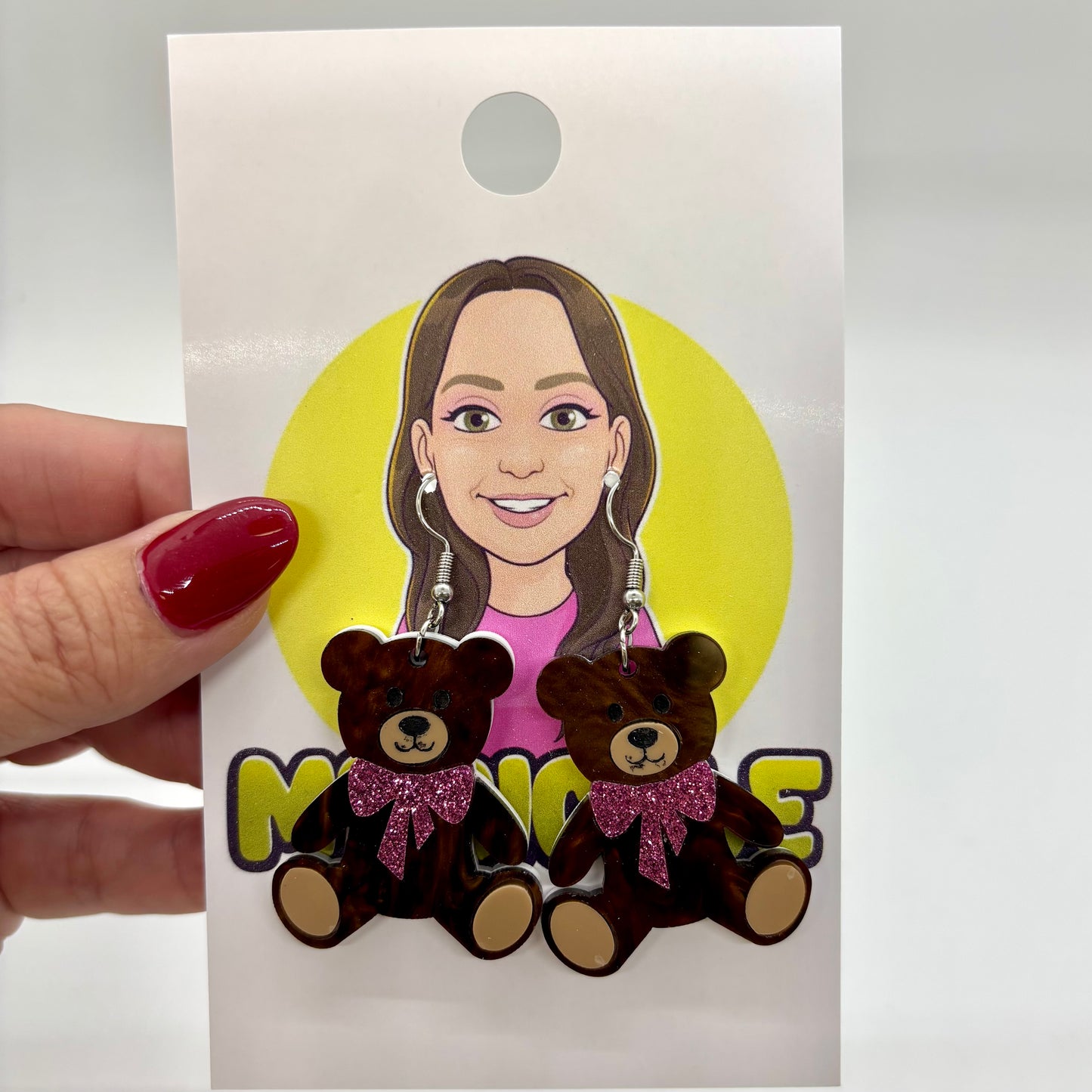 Cute Bow Coquette Teddy Bear Earrings Gift