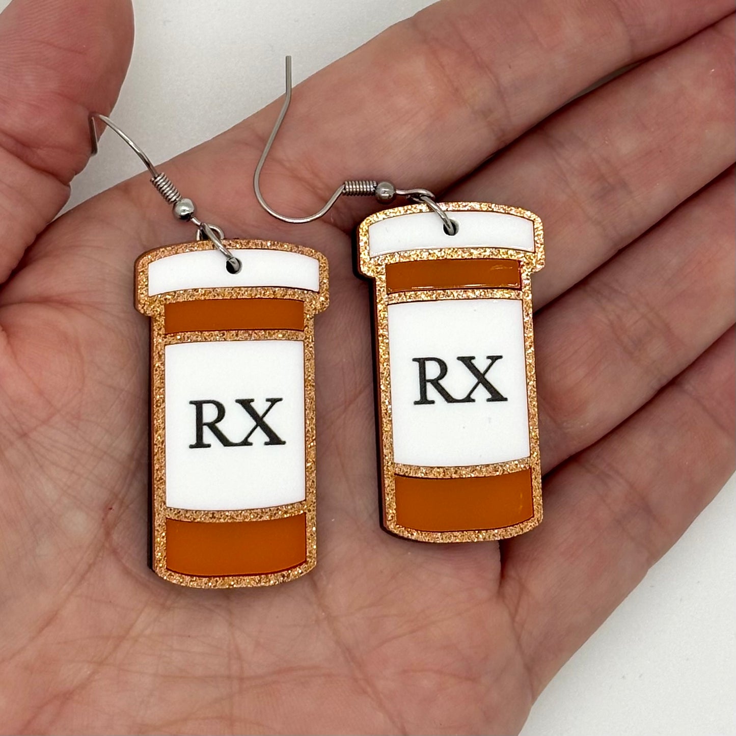 Prescription Pill Bottle RX Earrings Cute Funny Gift