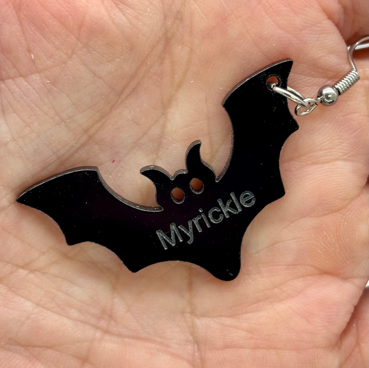 Glittery Bats Earrings Halloween Spooky Gift