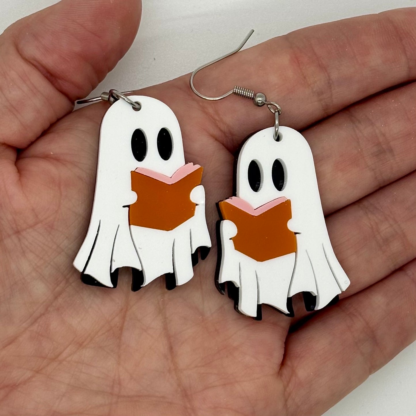 Ghost Books Earrings Reading Halloween Spooky Gift
