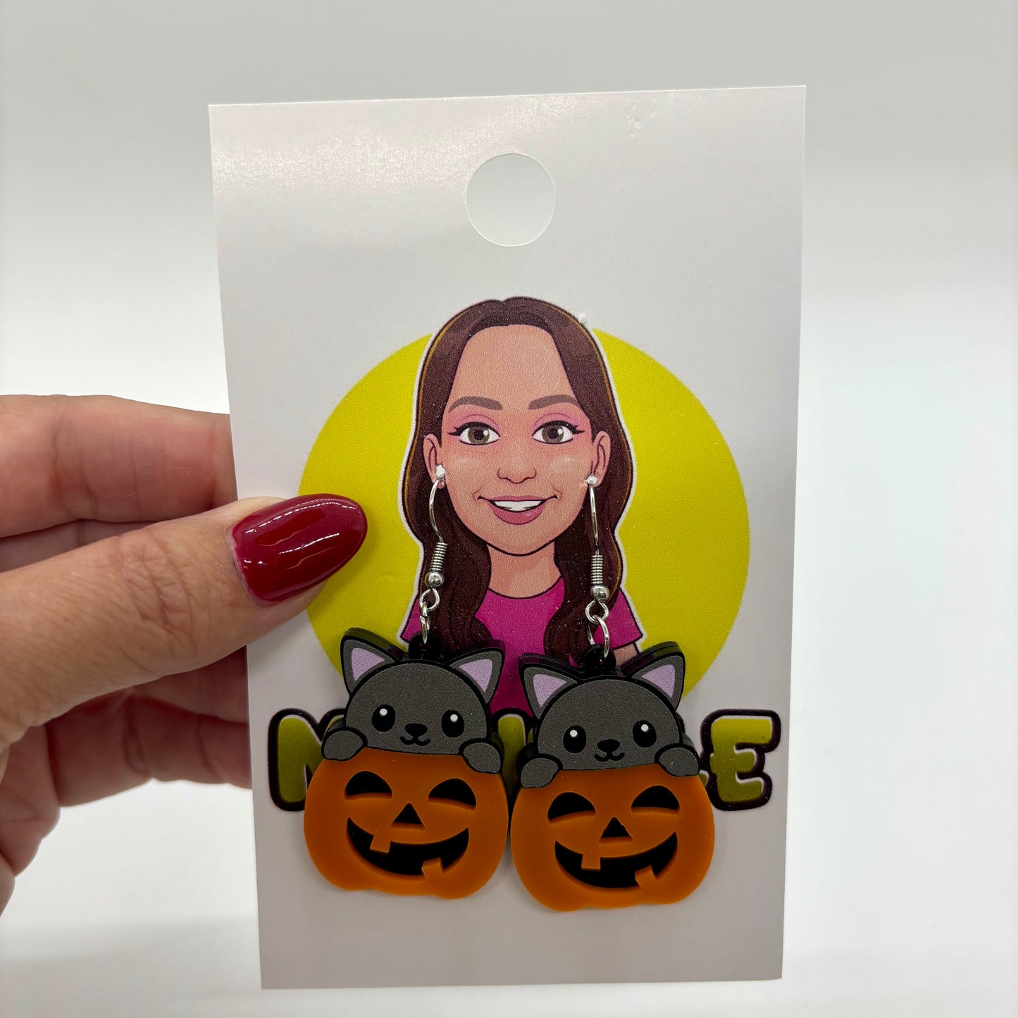 Pumpkin Cat Earrings Halloween Spooky Cute Gift