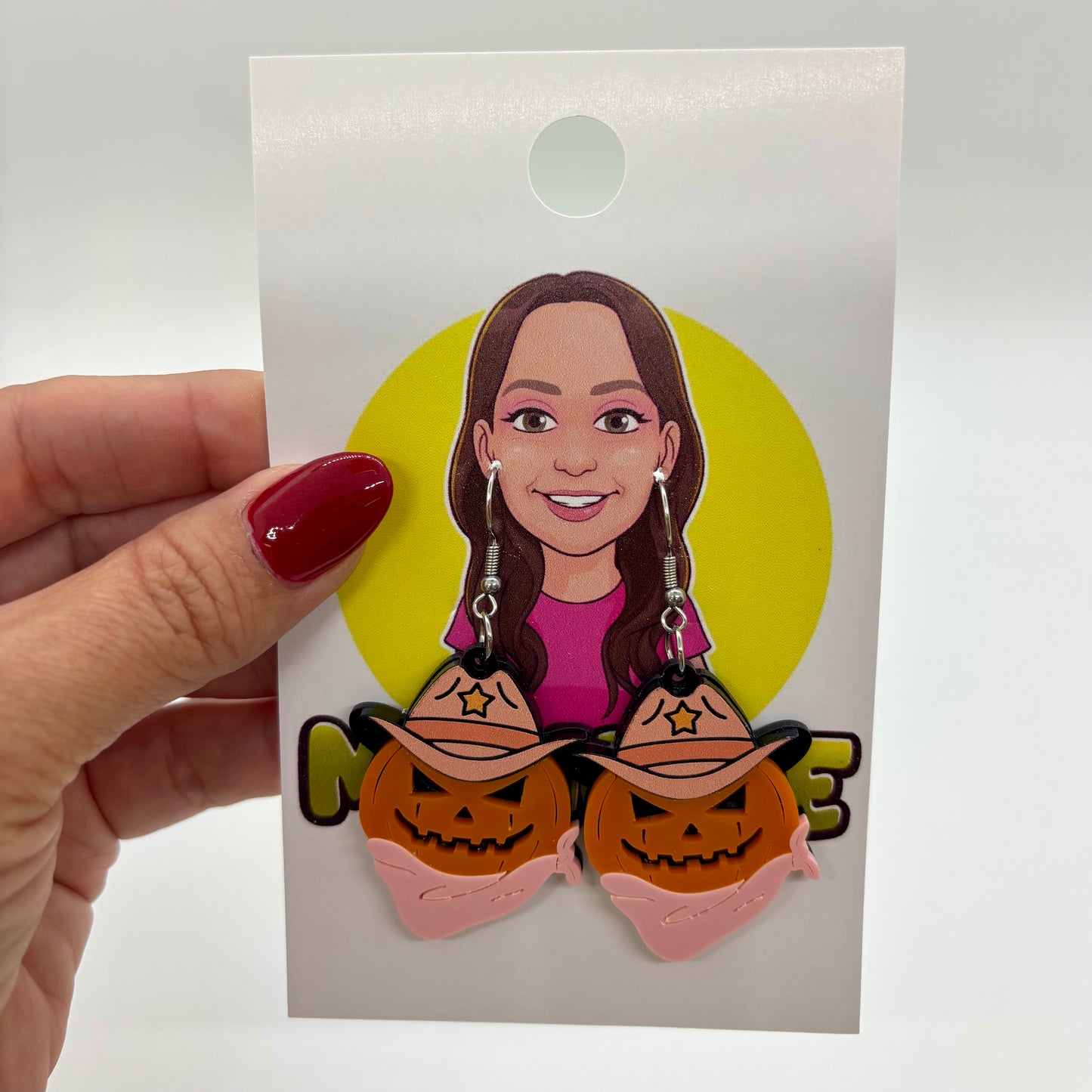 Cowgirl Pumpkin Earrings Halloween Spooky Gift