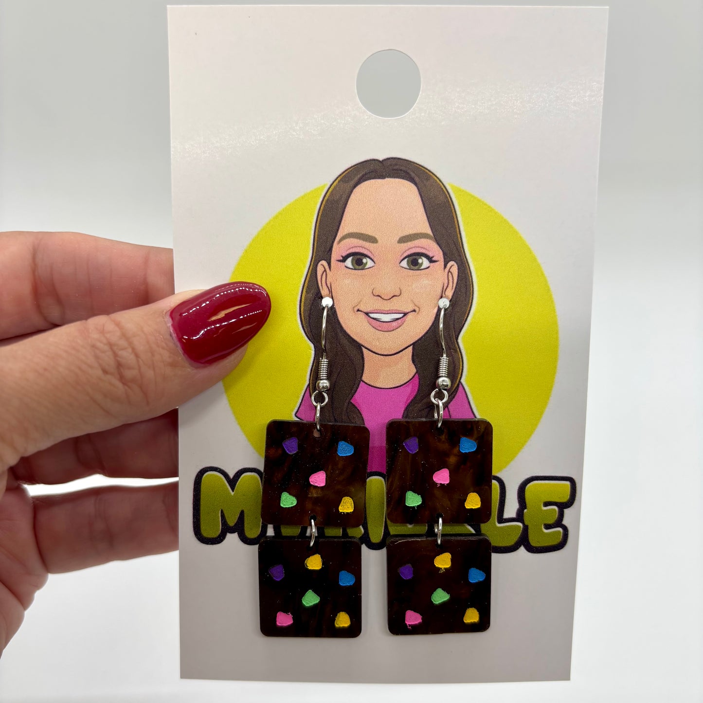 Brownie Food Earrings Funny Cute Gift