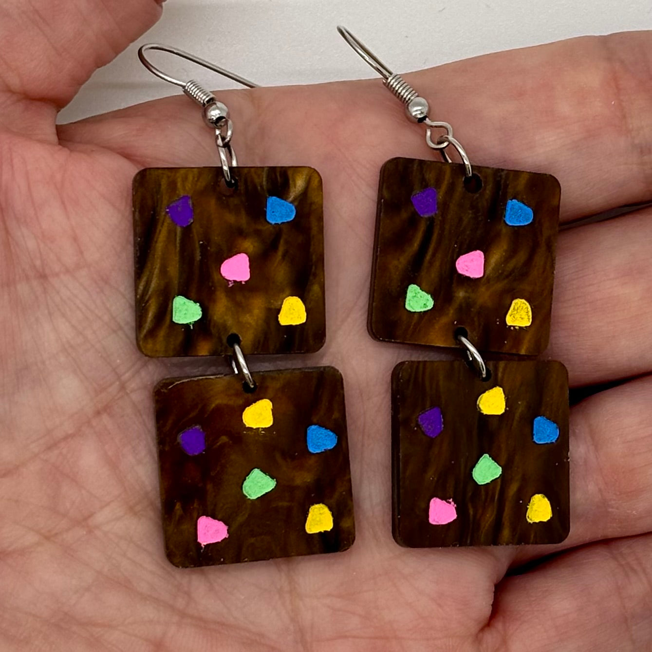 Brownie Food Earrings Funny Cute Gift