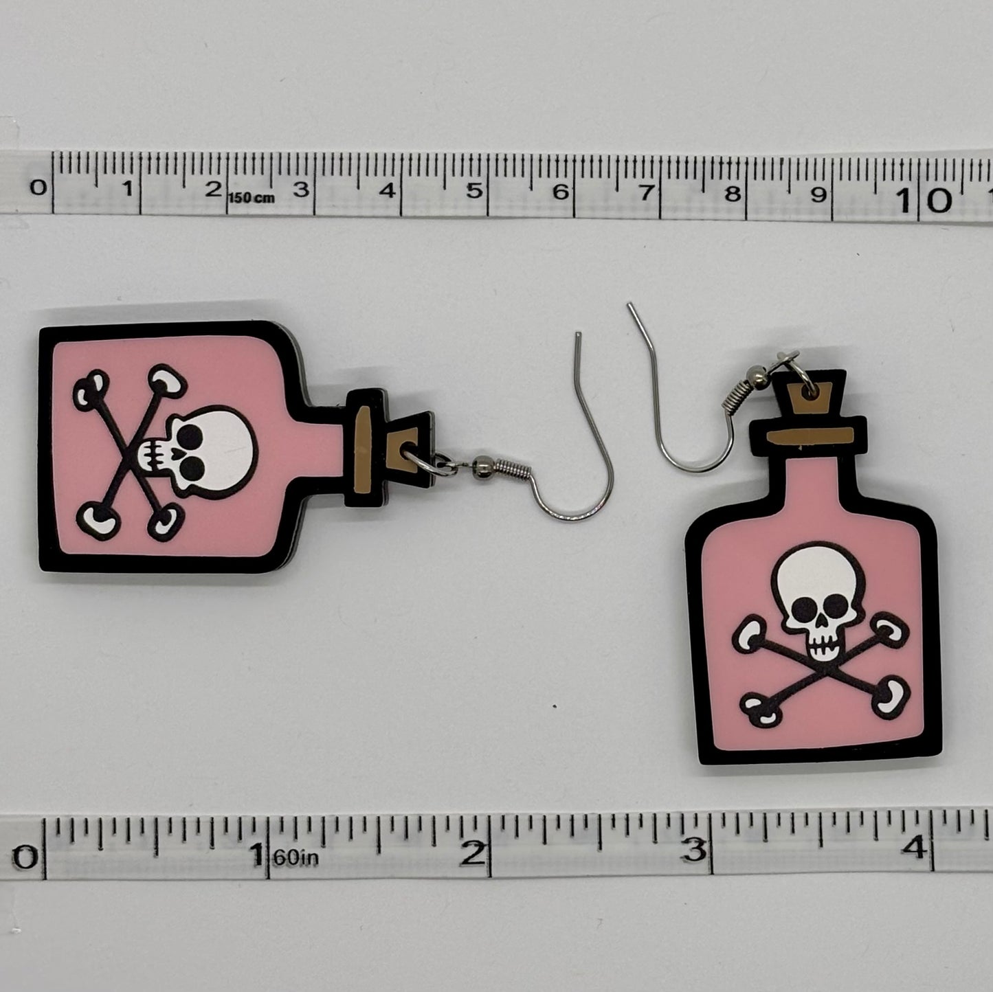 Pink Poison Earrings Halloween Spooky Cute Gift