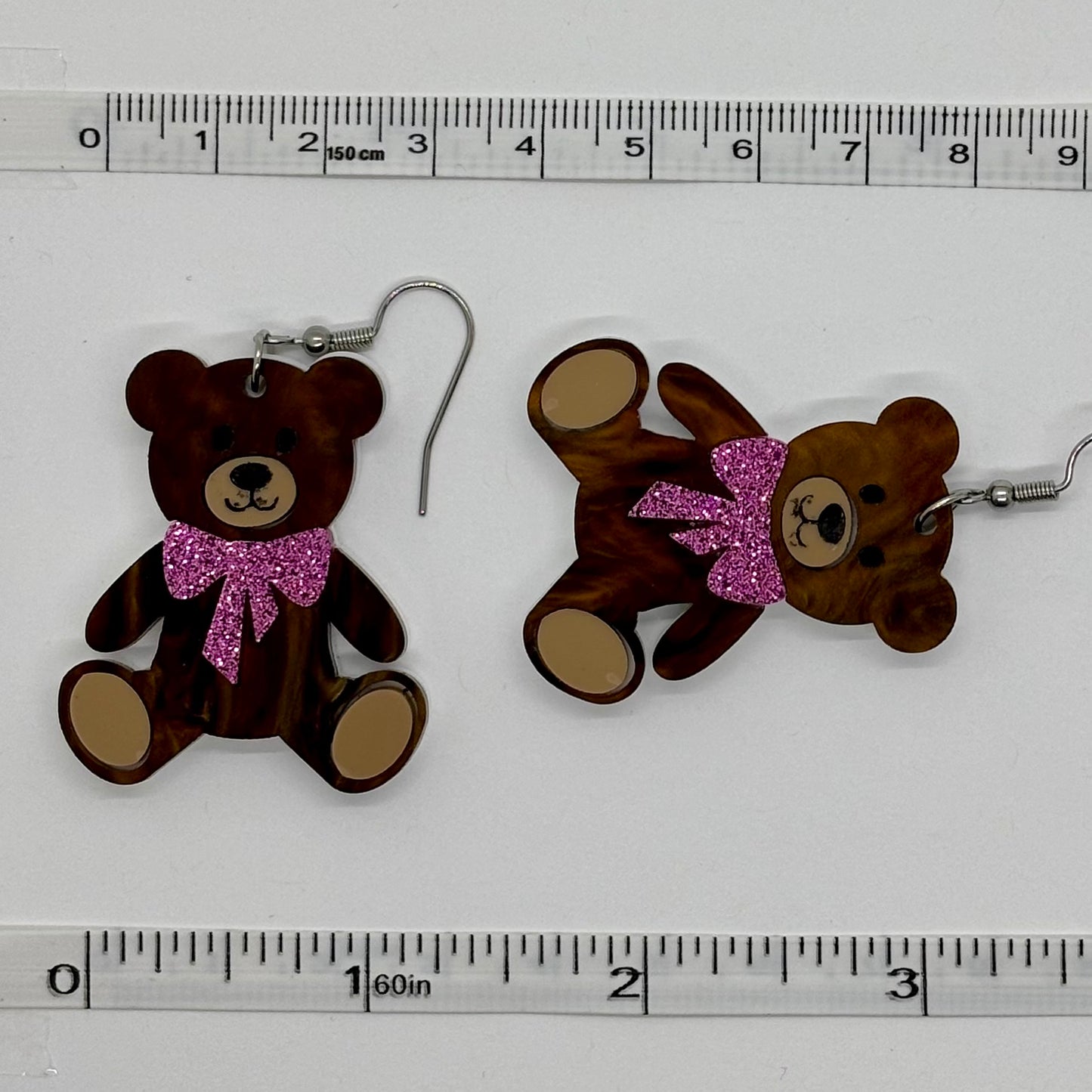 Cute Bow Coquette Teddy Bear Earrings Gift