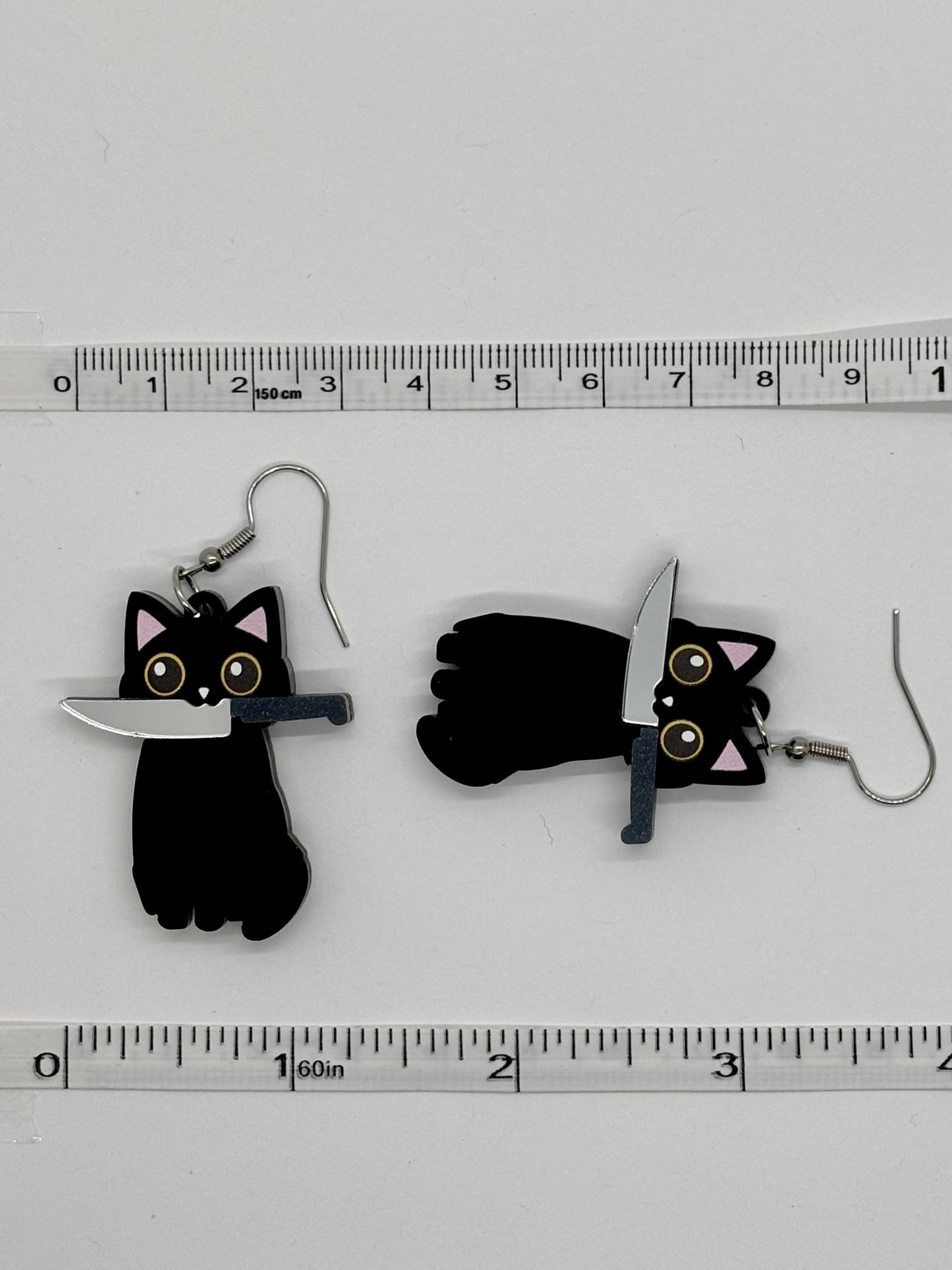 Cat Knife Earrings Halloween Spooky Gift