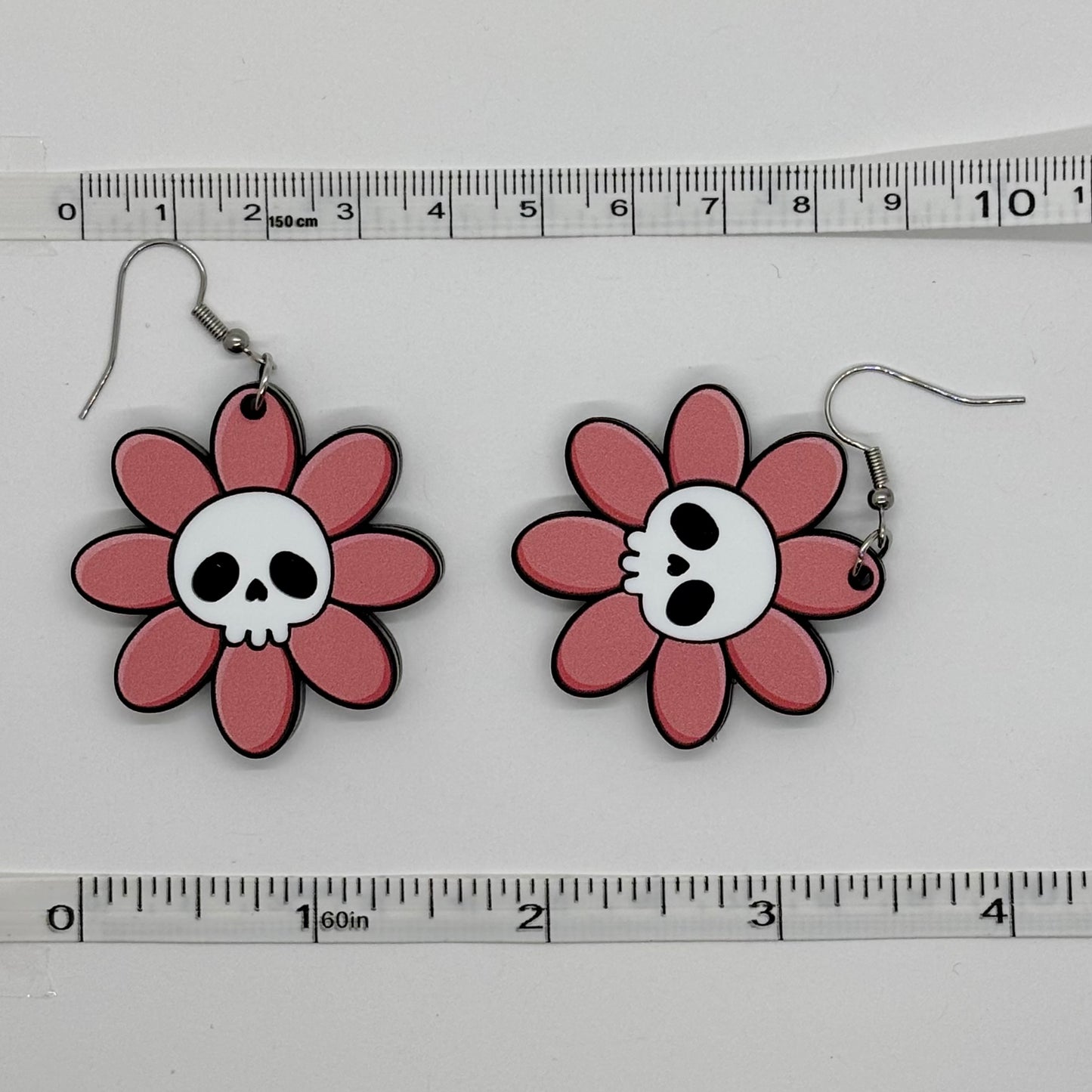 Flower Skull Earrings Halloween Spooky Gift