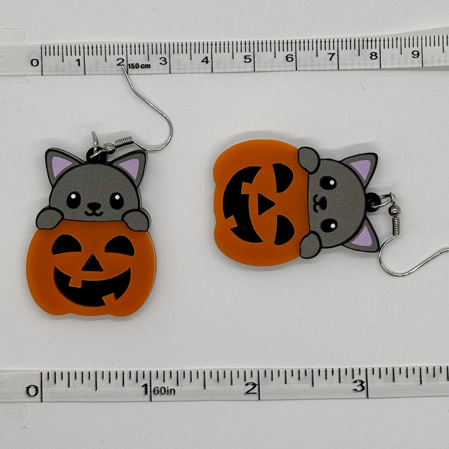 Pumpkin Cat Earrings Halloween Spooky Cute Gift