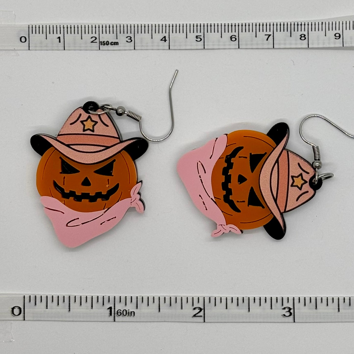 Cowgirl Pumpkin Earrings Halloween Spooky Gift