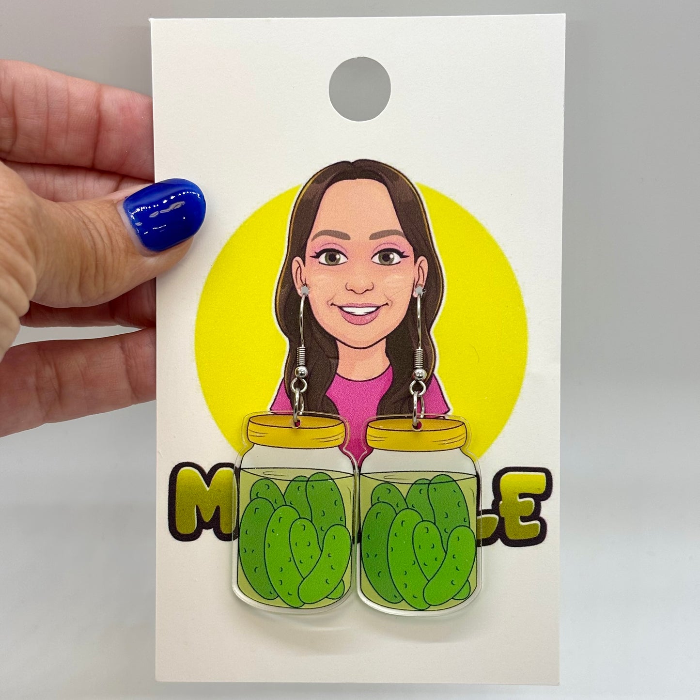 Pickle Jar Earrings Cute Funny Gift