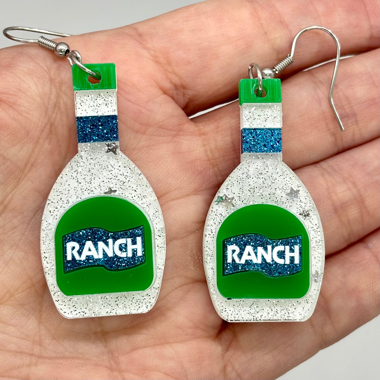 Ranch Bottle Earrings Food Funny Gift