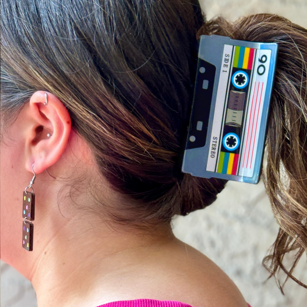 Cassette Tape Hair Claw Clip 90s Nostalgia Retro Gift