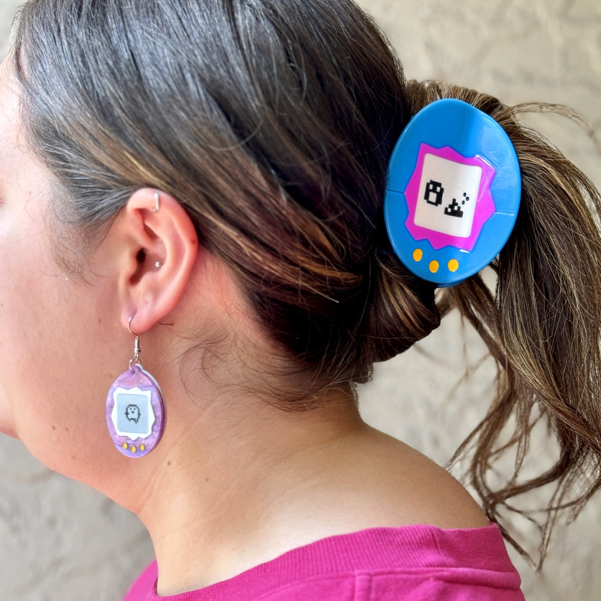 Tamagotchi Hair Claw Clip 90s Nostalgia Retro Gift