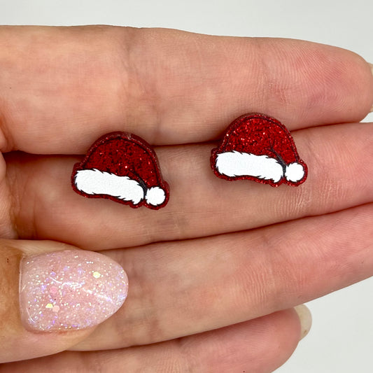 Santa Hat Holiday Stud Earrings Fun