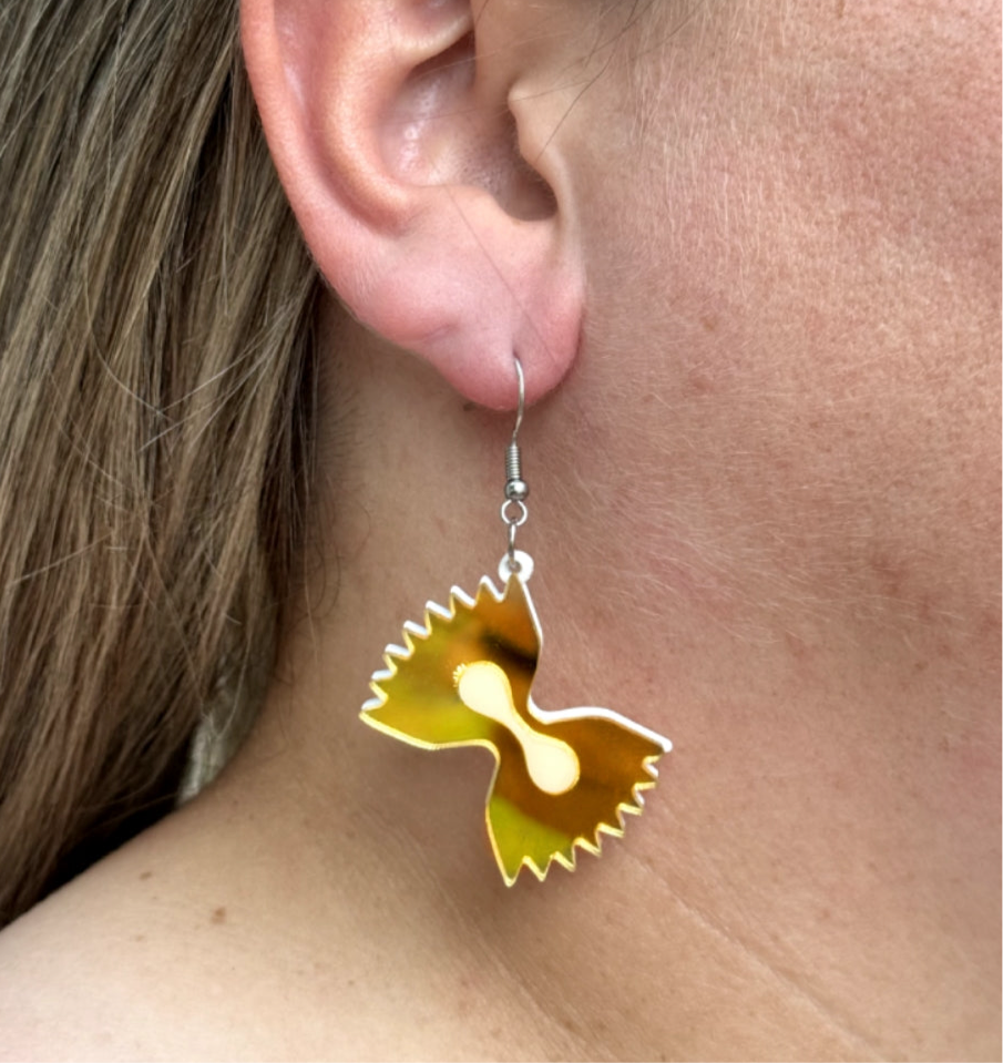 Metallic Bowtie Noodle Earrings Nostalgia Retro Gift