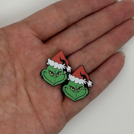 Grinch Santa With a Grin Holiday Stud Earrings Fun