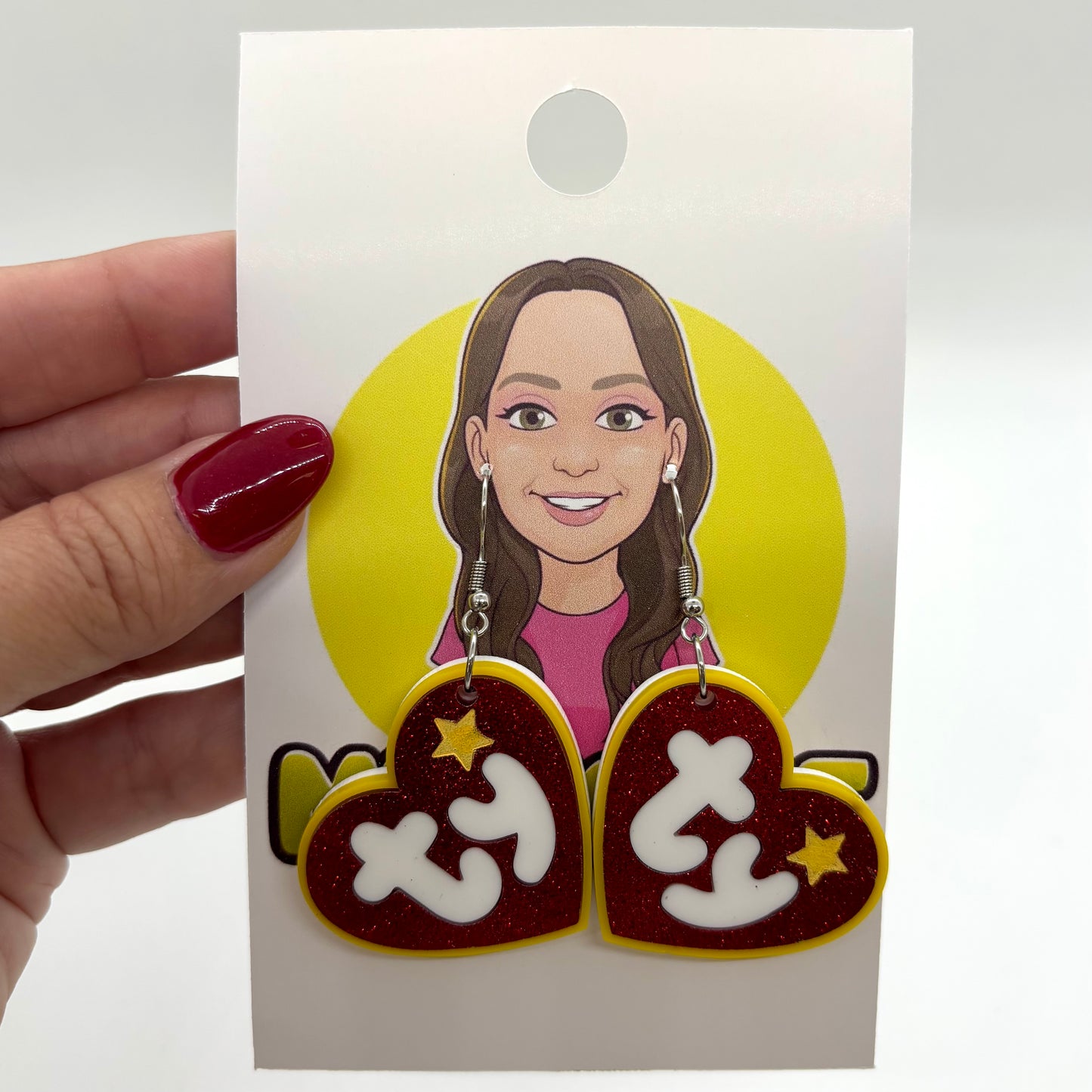 TY Bear Tag Earrings 90s Nostalgia Retro Gift