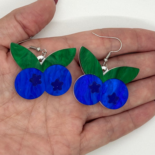 Blueberry Earrings Food Funny Gift