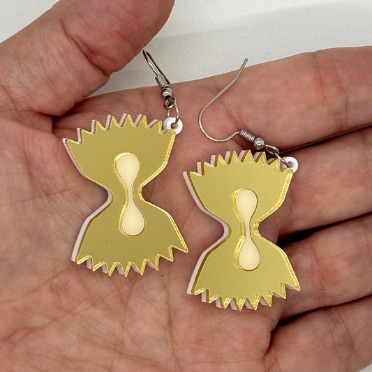 Metallic Bowtie Noodle Earrings Nostalgia Retro Gift