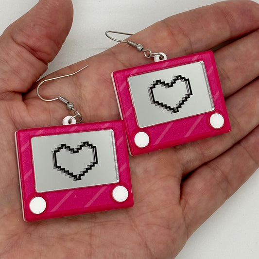 Etch A Sketch Earrings 90s Nostalgia Retro Cute Gift