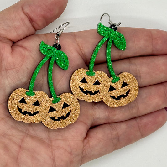 Cherry Pumpkin Earrings Halloween Spooky Gift