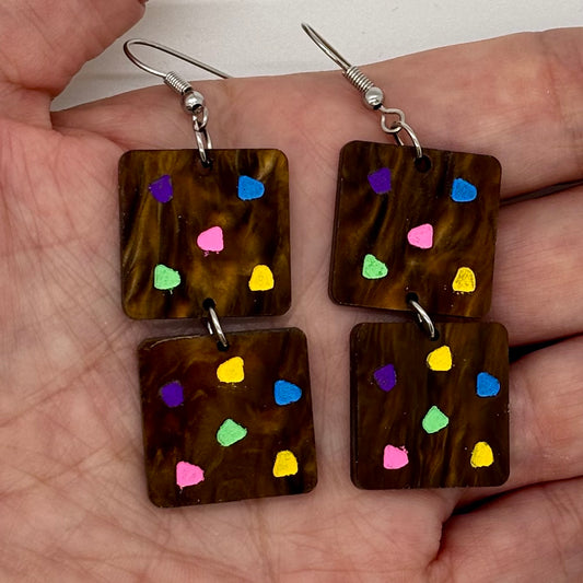 Brownie Food Earrings Funny Cute Gift