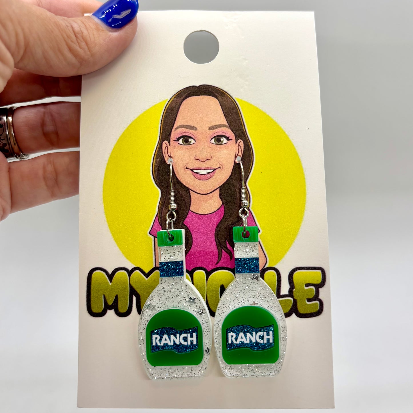 Ranch Bottle Earrings Food Funny Gift