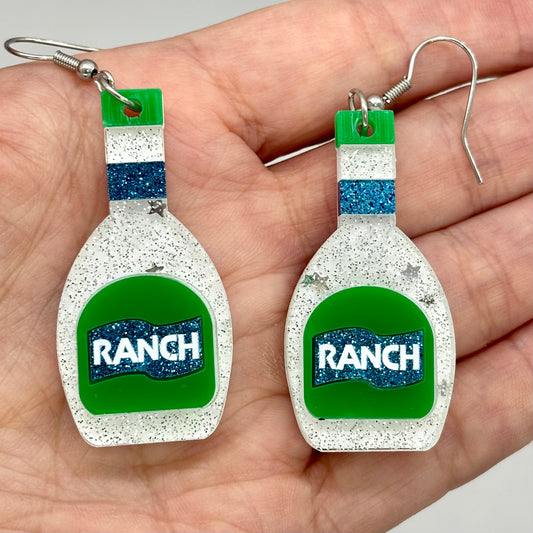 Ranch Bottle Earrings Food Funny Gift