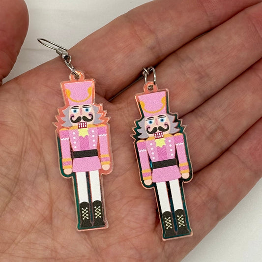 Nutcracker in Pink Earrings Holiday Gift