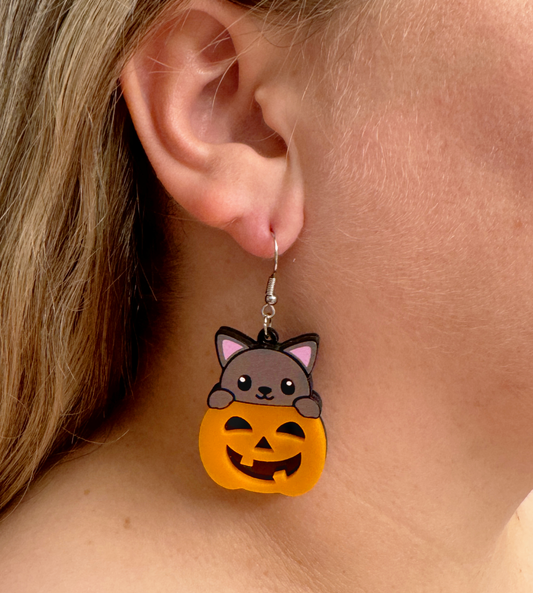 Pumpkin Cat Earrings