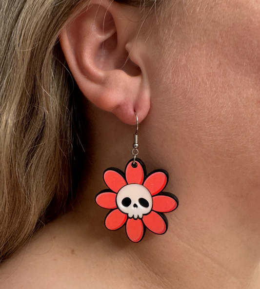 Flower Skull Earrings