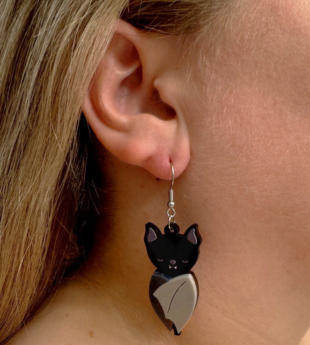 Sleepy Bat Earrings